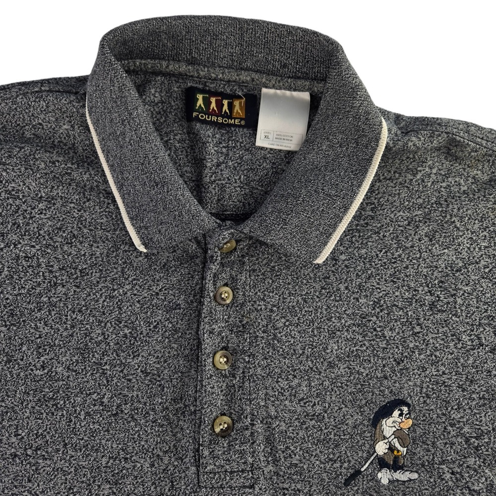 Foursome Mens XL Gray Grumpy Dwarf Embroidered Cotton Golf Polo Shirt
